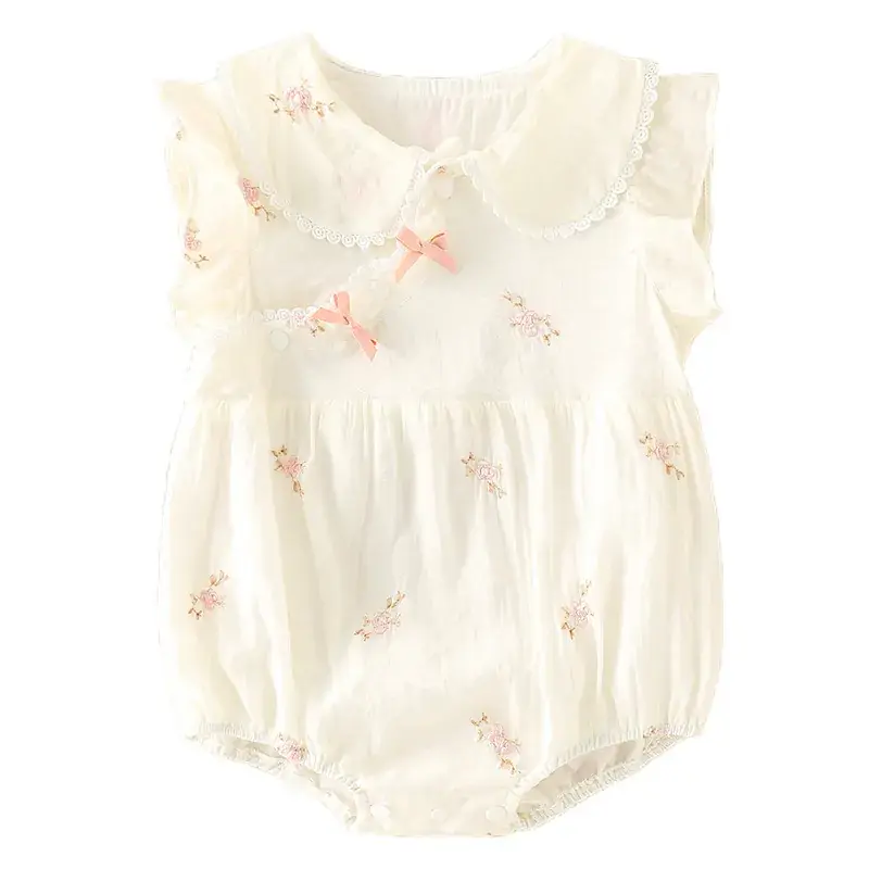 Baby Girl Jumpsuit Cream Princess Full Moon Harem Summer - Image 5