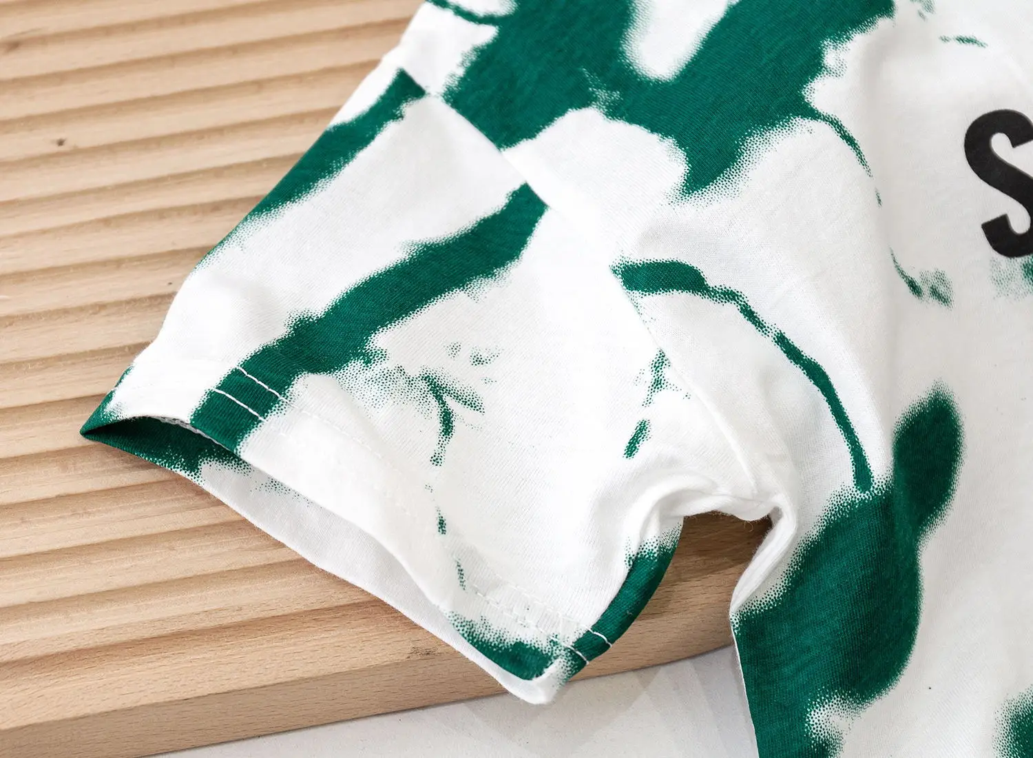2025 Kids Tie-Dye Short Sleeve T-Shirt Green Brown White — feature 10