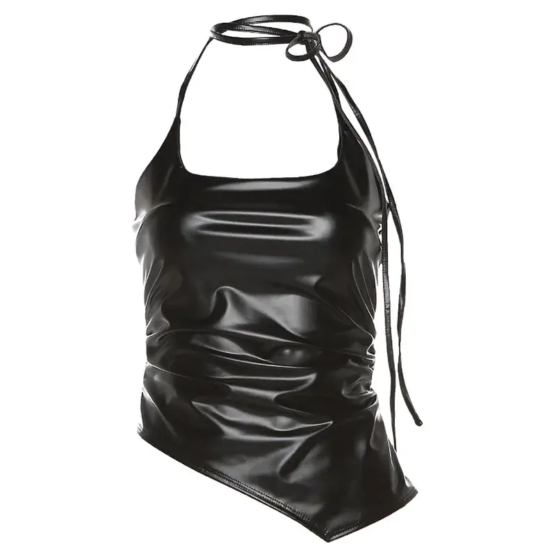 Black Halter Strap Backless Vests for Women - Image 6