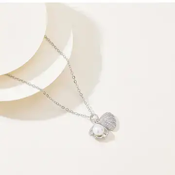 Pearl Double Bead Pendant with Zircon Cherry Design — feature 14