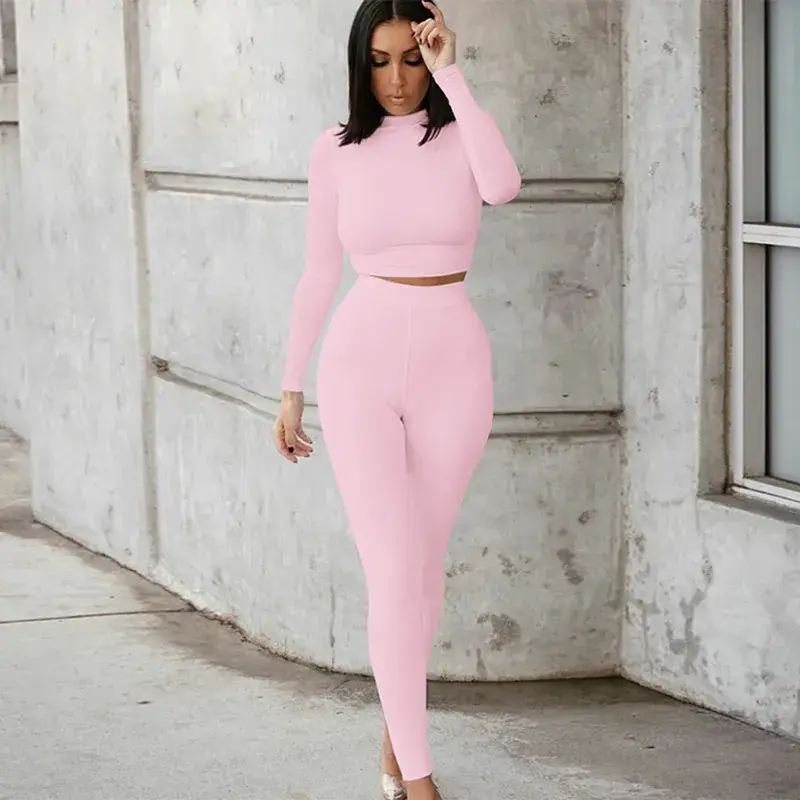 Women's Slim Fit Long Sleeve Sports Suit Brown - Image 2