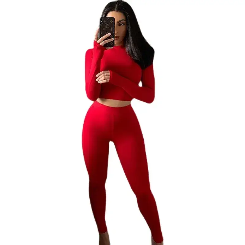 Women's Slim Fit Long Sleeve Sports Suit Brown - Image 14