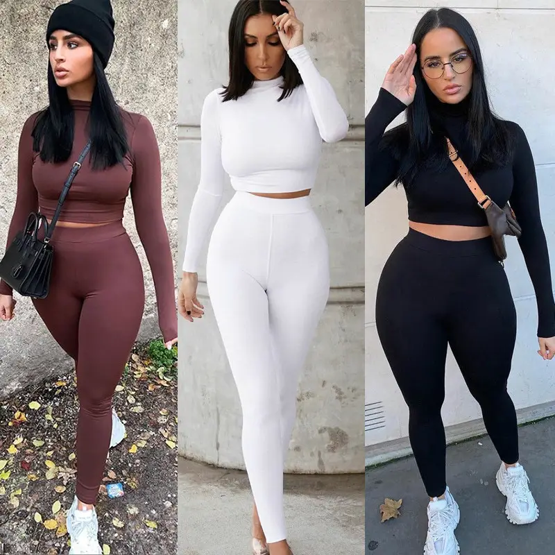 Women's Slim Fit Long Sleeve Sports Suit Brown — feature 2