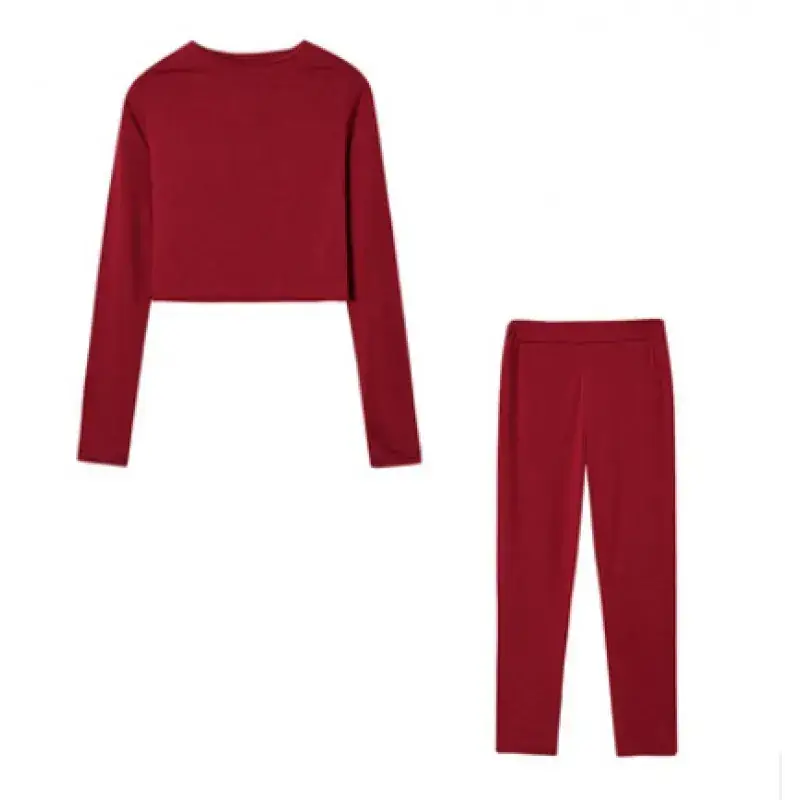Women's Slim Fit Long Sleeve Sports Suit Brown - Image 11