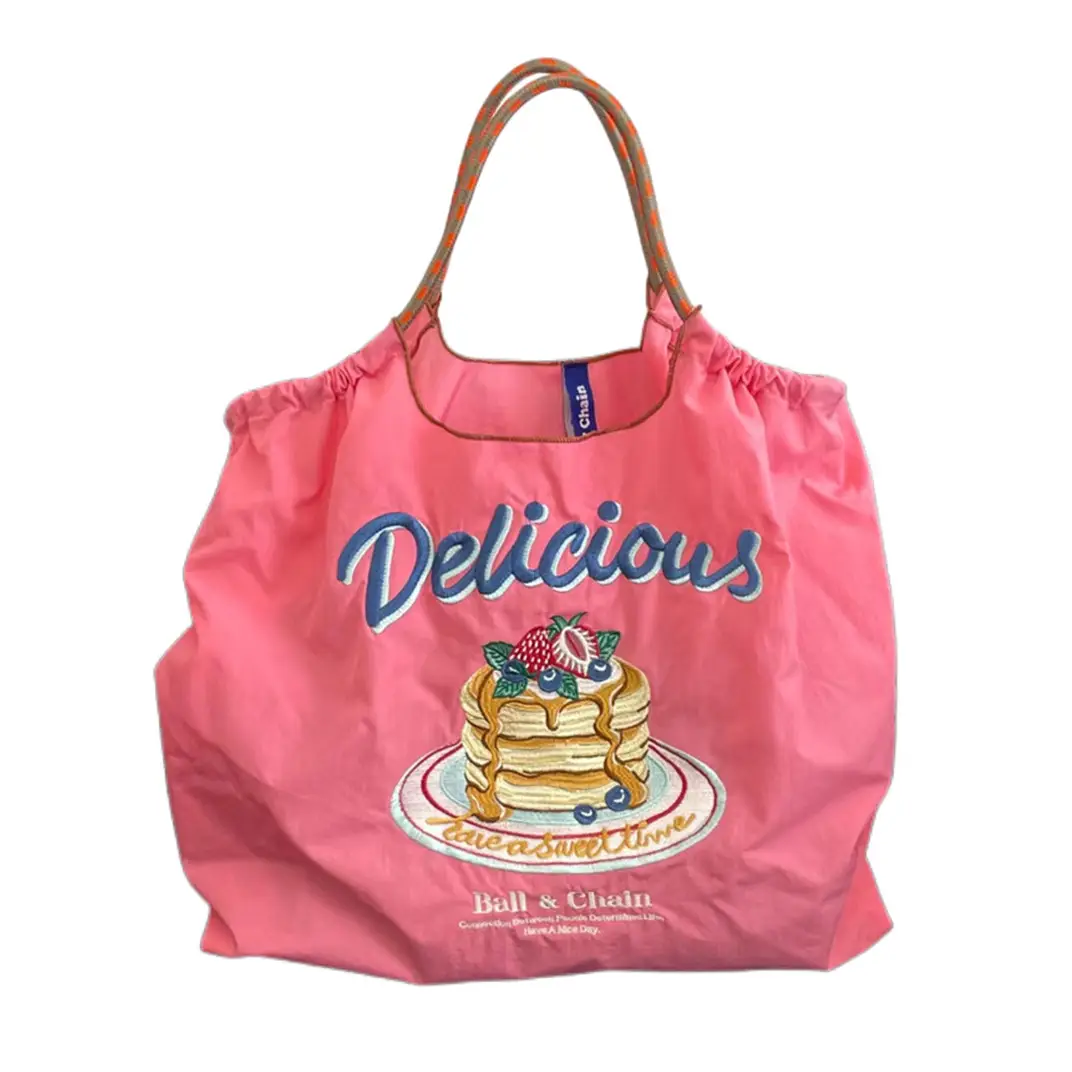 Pink Embroidered Ball & Chain Shopping Bag - Image 43