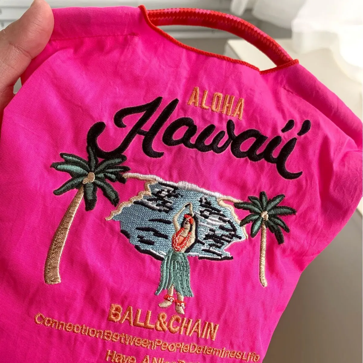 Pink Embroidered Ball & Chain Shopping Bag - Image 17