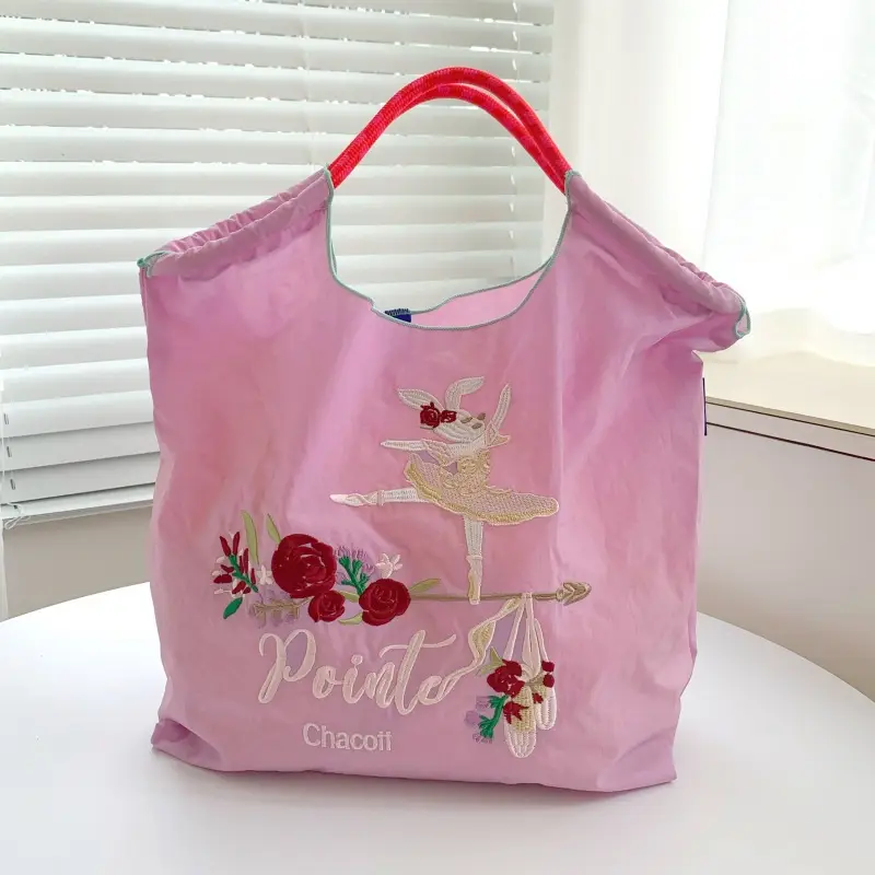 Pink Embroidered Ball & Chain Shopping Bag - Image 24