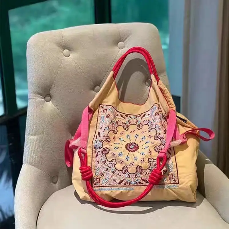 Pink Embroidered Ball & Chain Shopping Bag - Image 30