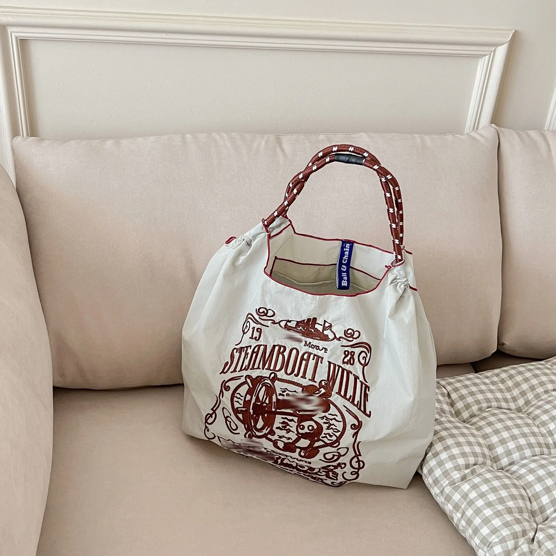 Pink Embroidered Ball & Chain Shopping Bag - Image 33