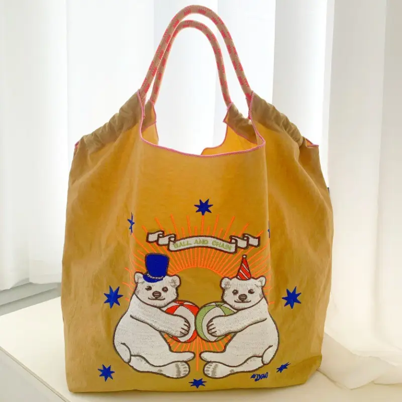 Pink Embroidered Ball & Chain Shopping Bag - Image 4