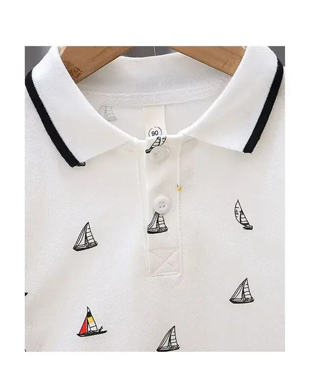 Kids Navy Sailboat Polo Shirt Short Sleeve — feature 10