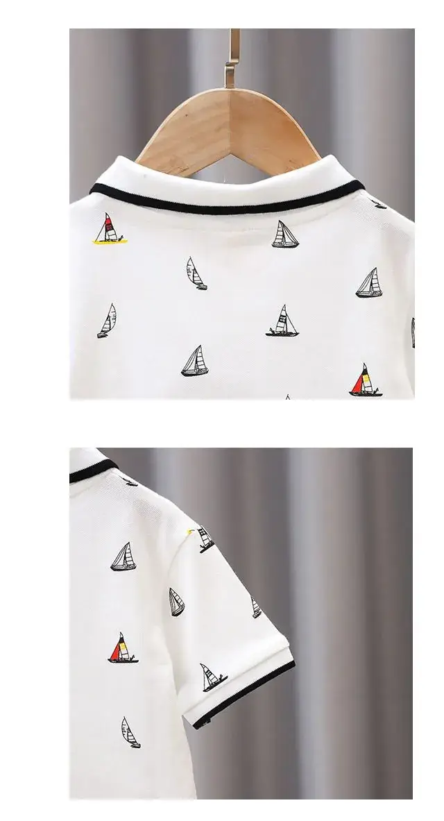Kids Navy Sailboat Polo Shirt Short Sleeve — feature 11