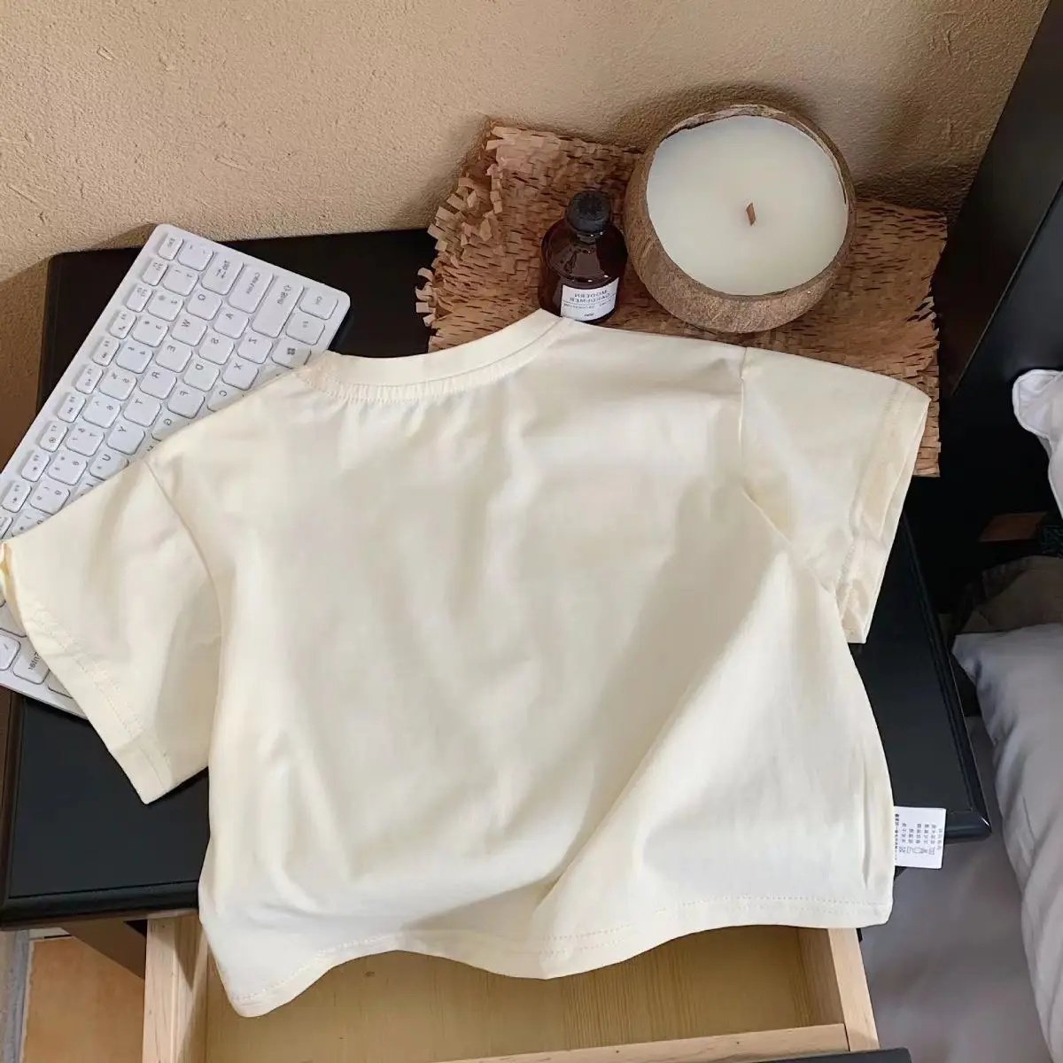 Children Pure Cotton Summer T-Shirt Loose Fit Cream — feature 10