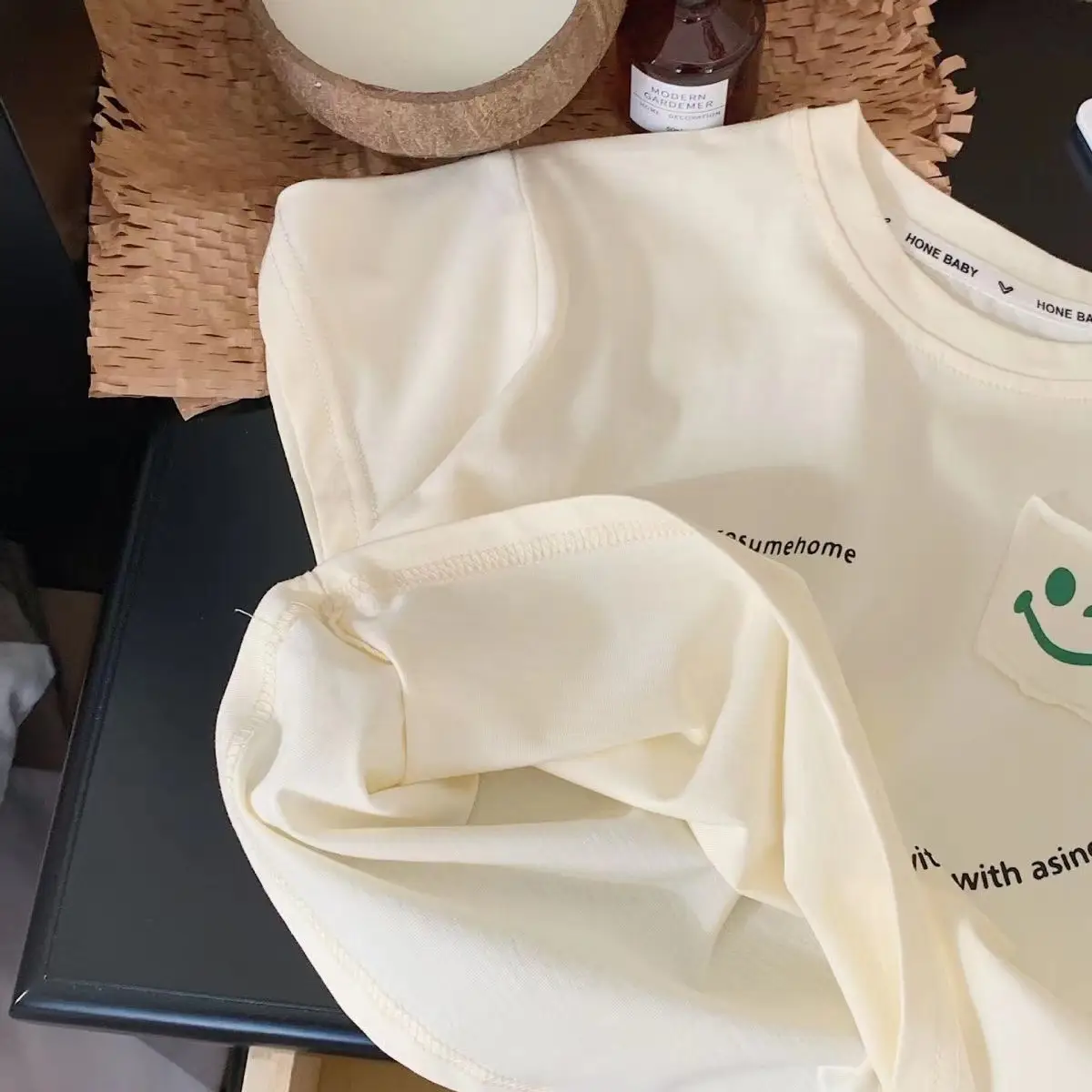 Children Pure Cotton Summer T-Shirt Loose Fit Cream — feature 12