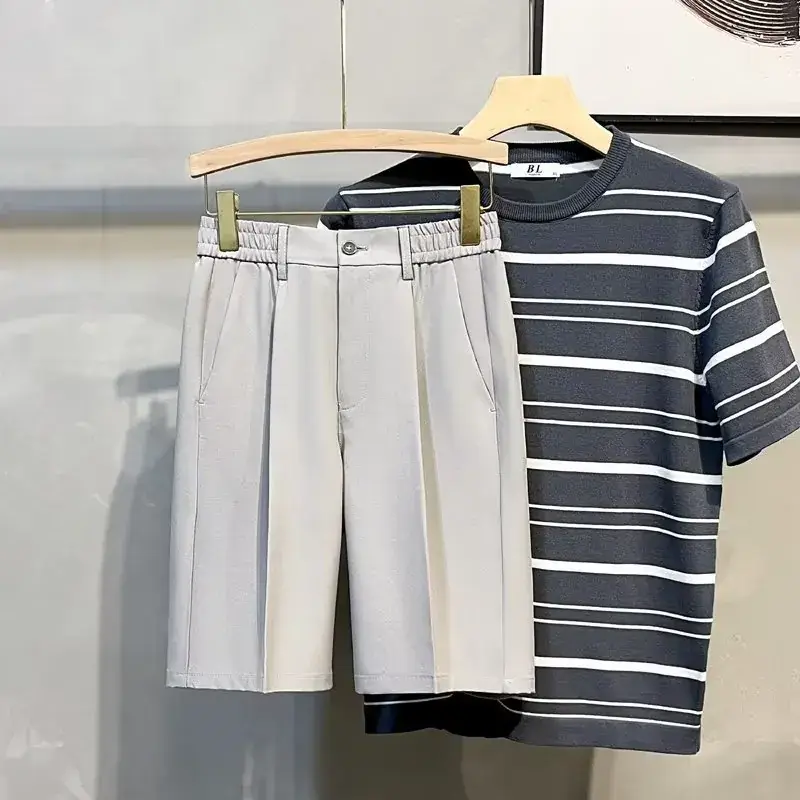 Men's Pop Short Shorts Summer Ice Silk Suit Loose Trousers - Image 2