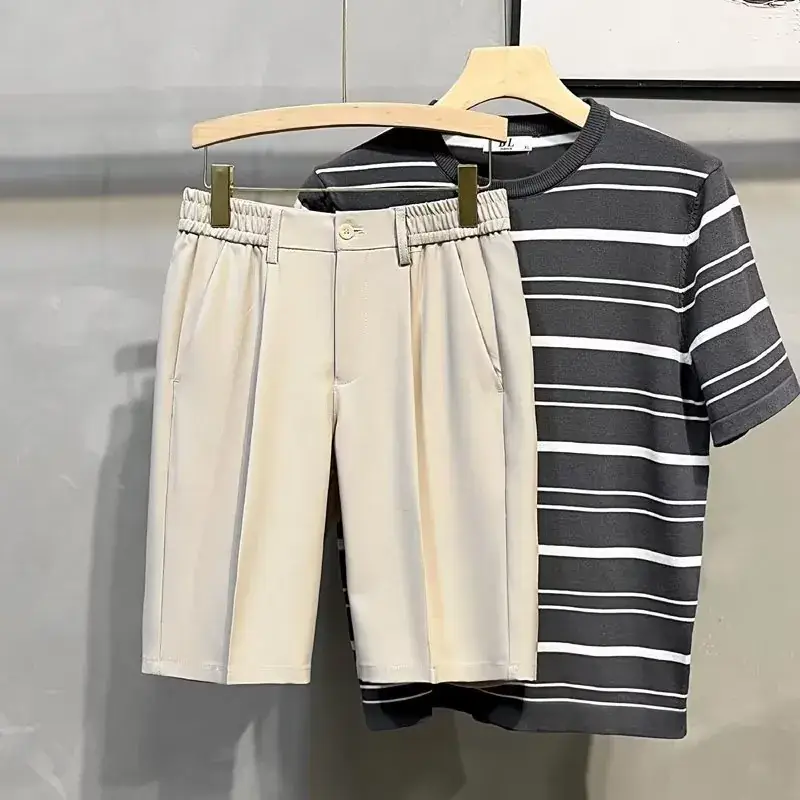 Men's Pop Short Shorts Summer Ice Silk Suit Loose Trousers - Image 3