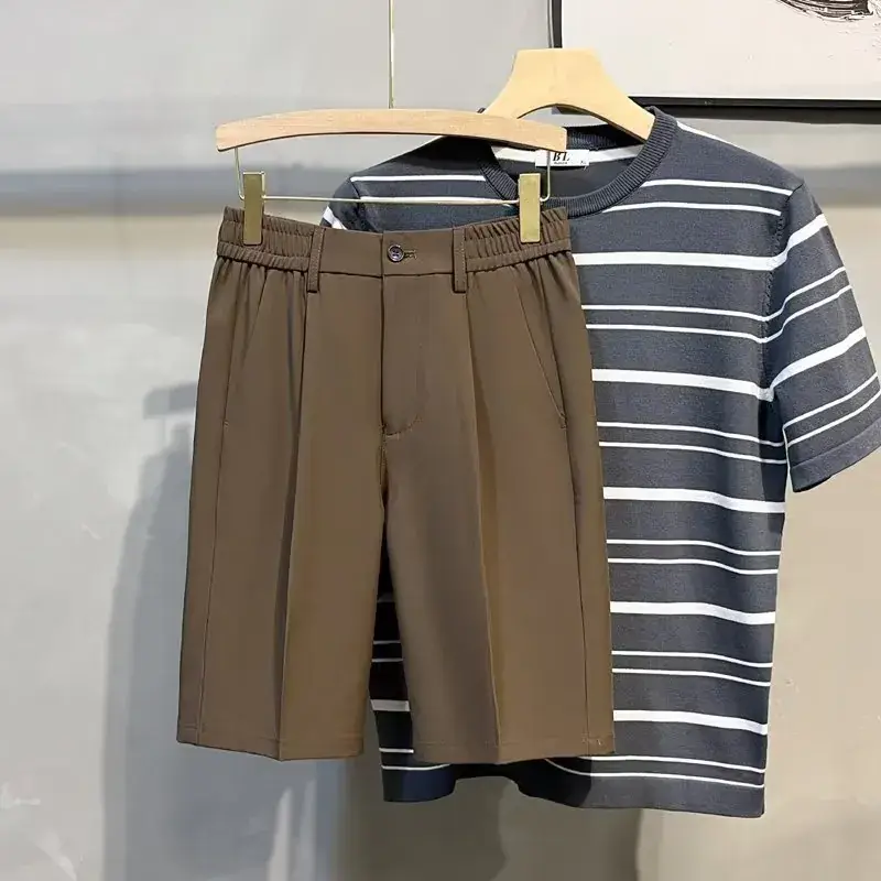 Men's Pop Short Shorts Summer Ice Silk Suit Loose Trousers - Image 4