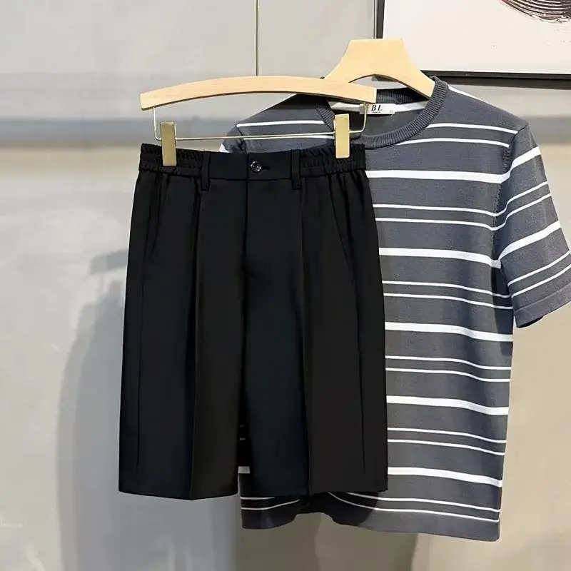Men's Pop Short Shorts Summer Ice Silk Suit Loose Trousers - Image 5