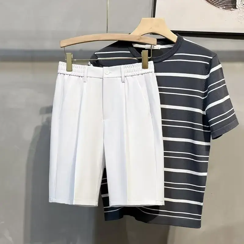 Men's Pop Short Shorts Summer Ice Silk Suit Loose Trousers - Image 6