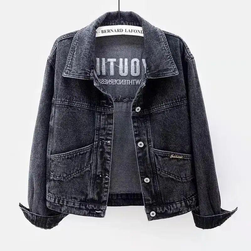 Women Blue Embroidered Denim Jacket 2023 - Image 5
