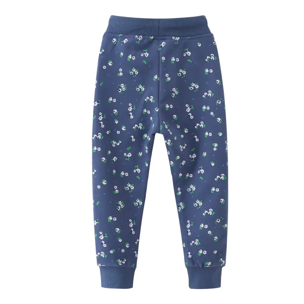 Autumn Winter Cotton Terry Boys Pants Blue Patterned