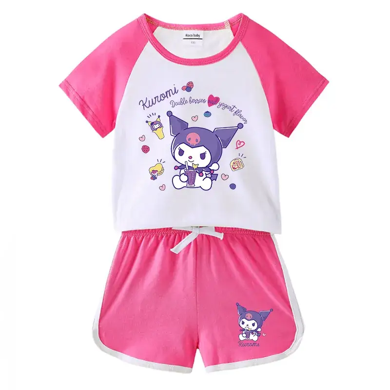 Pink Cartoon Short Shorts for Boys Girls Summer Casual Set - Image 9