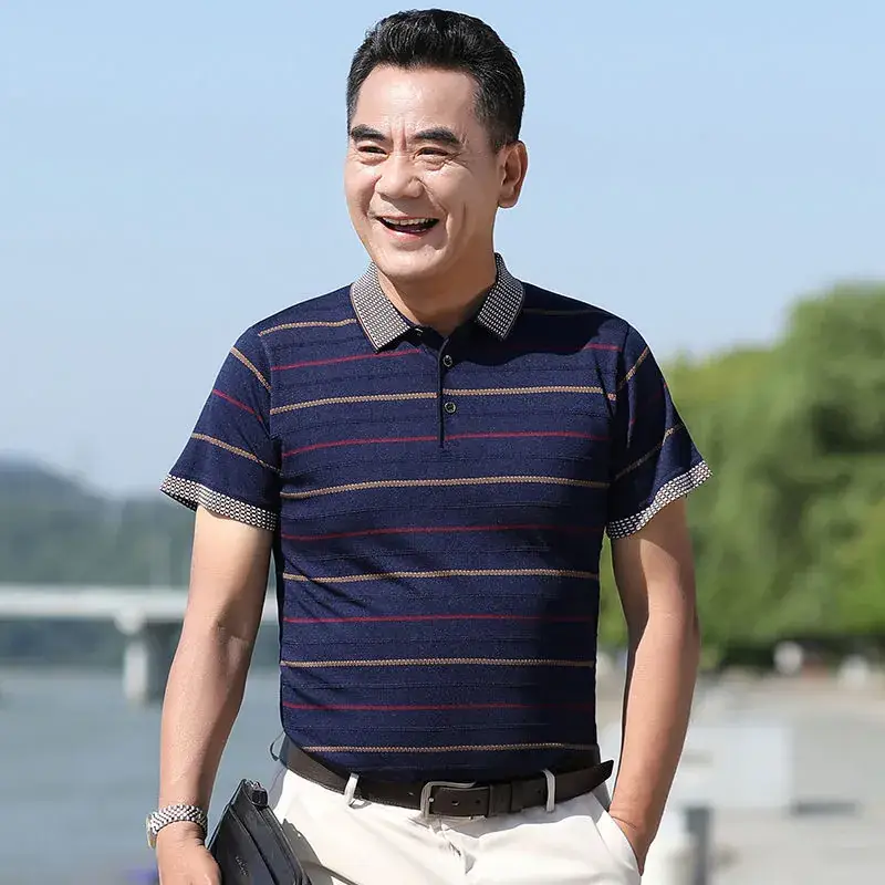 Dad's Maroon Polo T-Shirt Middle Age Summer Wear