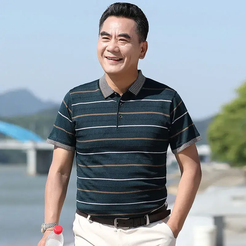 Dad's Maroon Polo T-Shirt Middle Age Summer Wear