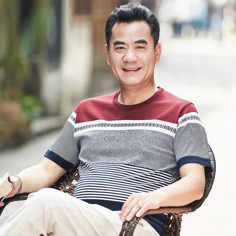 Dad's Maroon Polo T-Shirt Middle Age Summer Wear