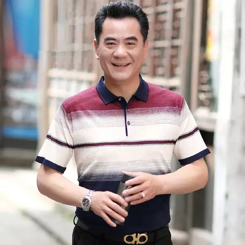 Dad's Maroon Polo T-Shirt Middle Age Summer Wear