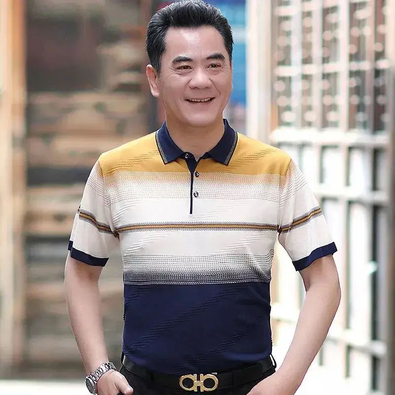 Dad's Maroon Polo T-Shirt Middle Age Summer Wear