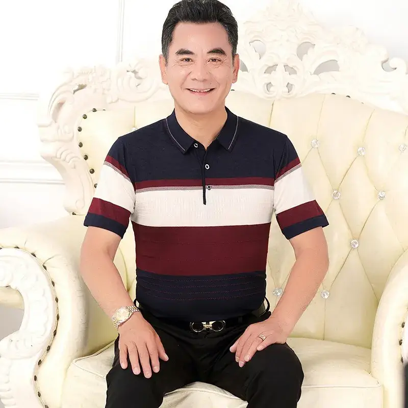 Dad's Maroon Polo T-Shirt Middle Age Summer Wear