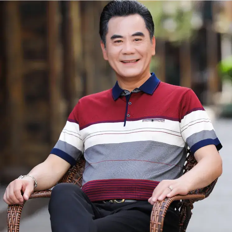 Dad's Maroon Polo T-Shirt Middle Age Summer Wear
