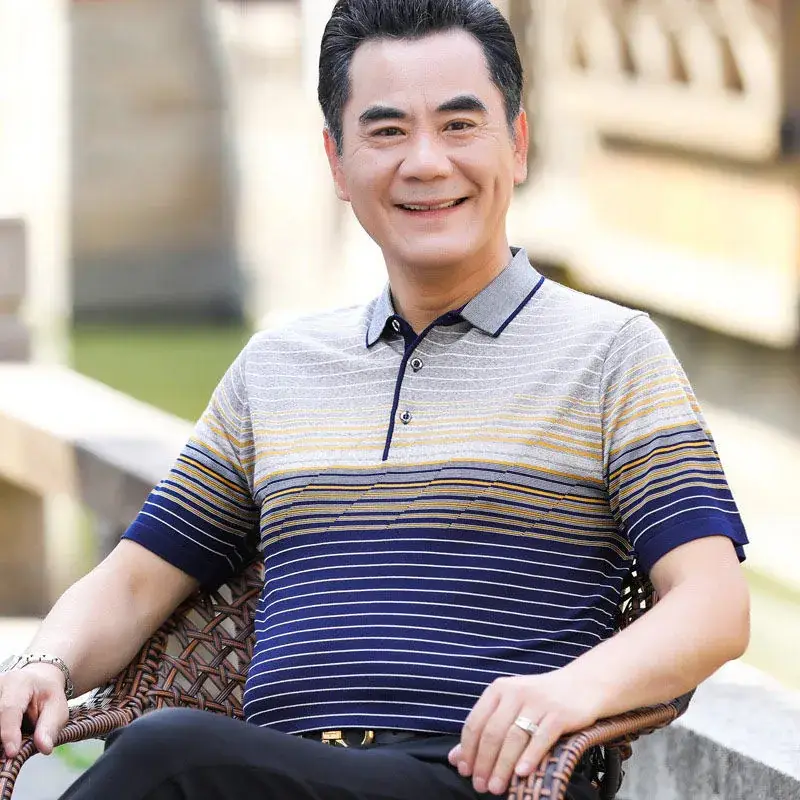 Dad's Maroon Polo T-Shirt Middle Age Summer Wear