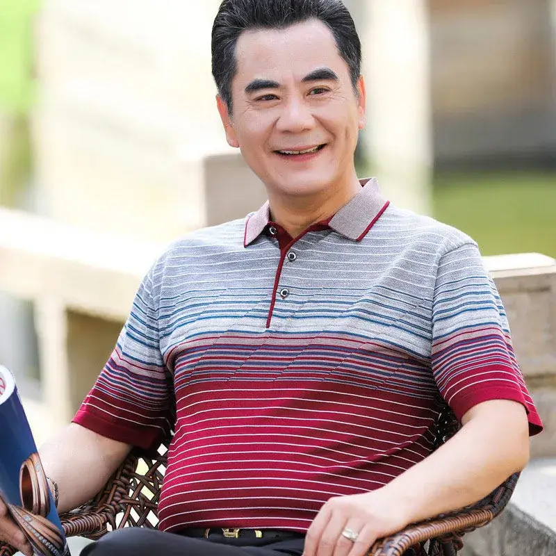 Dad's Maroon Polo T-Shirt Middle Age Summer Wear