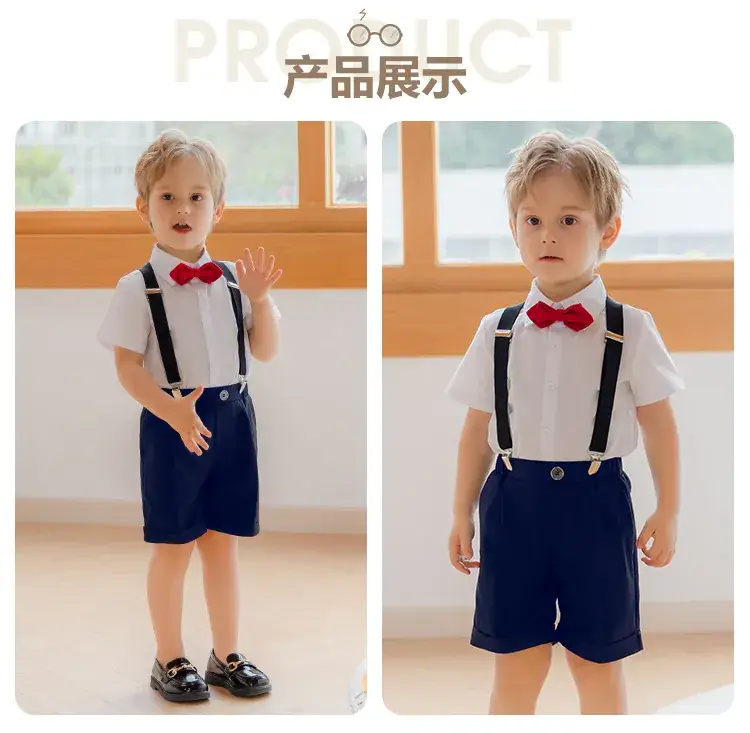British Boy's Straps Pants Suit Summer Host Suit — feature 12