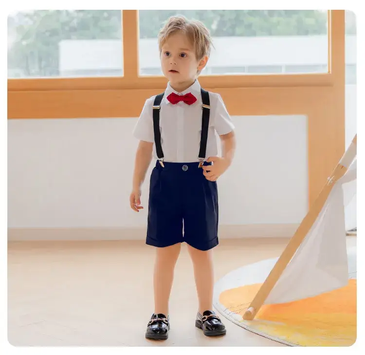 British Boy's Straps Pants Suit Summer Host Suit — feature 13