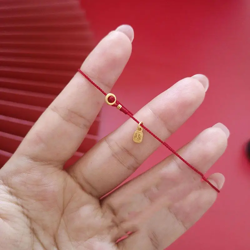 Handwoven Gold XiaoFu Bracelet Red Rope 0.3 Size — feature 2