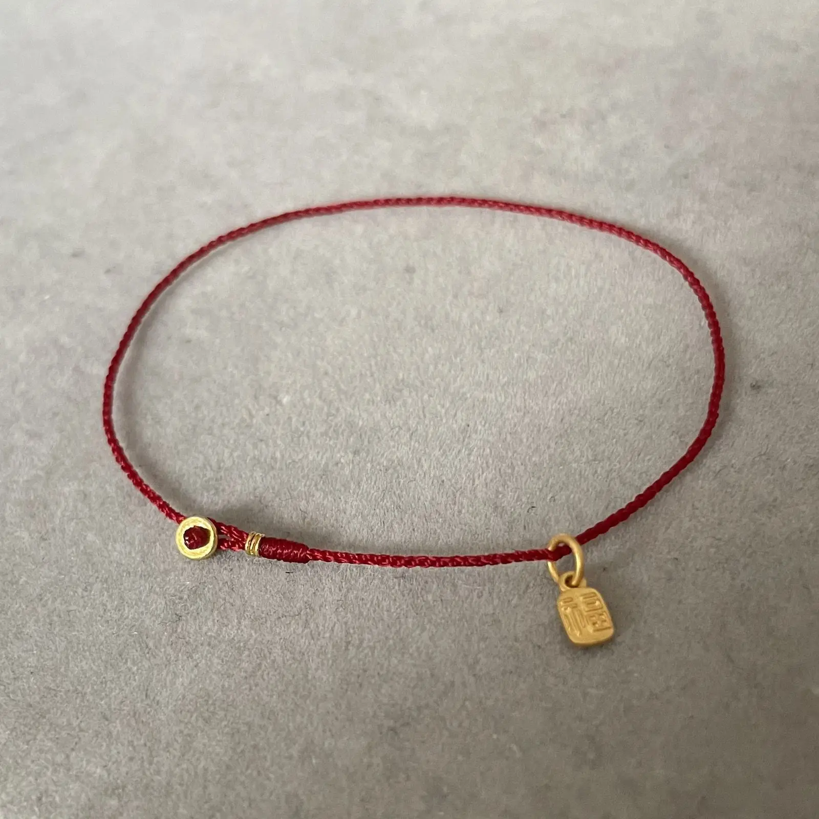 Handwoven Gold XiaoFu Bracelet Red Rope 0.3 Size - Image 2