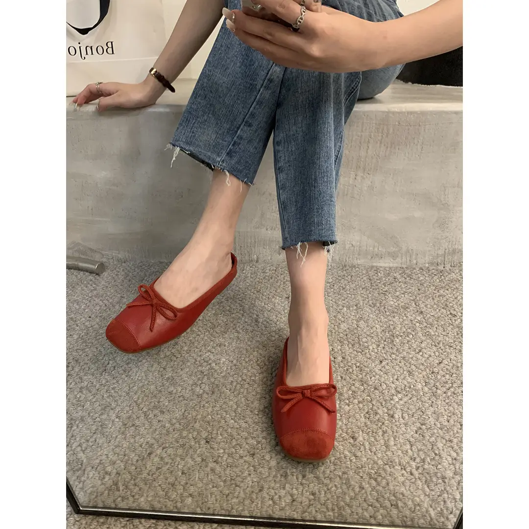 Closed toe half slippers women's 2023 new spring Chanel style gentle fairy Muller shoes Women's Flat lazy sandals - Image 6