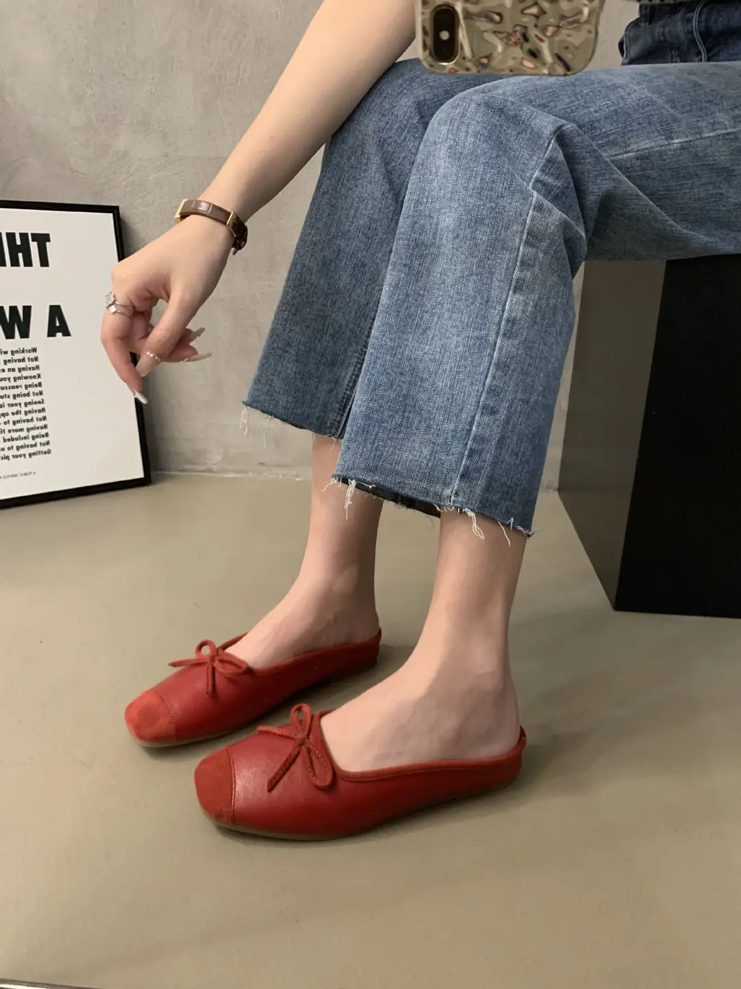 Closed toe half slippers women's 2023 new spring Chanel style gentle fairy Muller shoes Women's Flat lazy sandals — feature 12