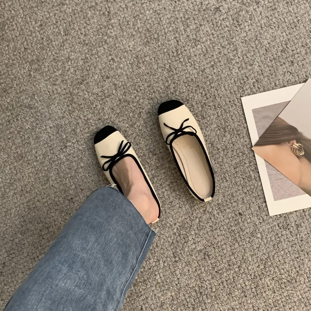 Closed toe half slippers women's 2023 new spring Chanel style gentle fairy Muller shoes Women's Flat lazy sandals — feature 5