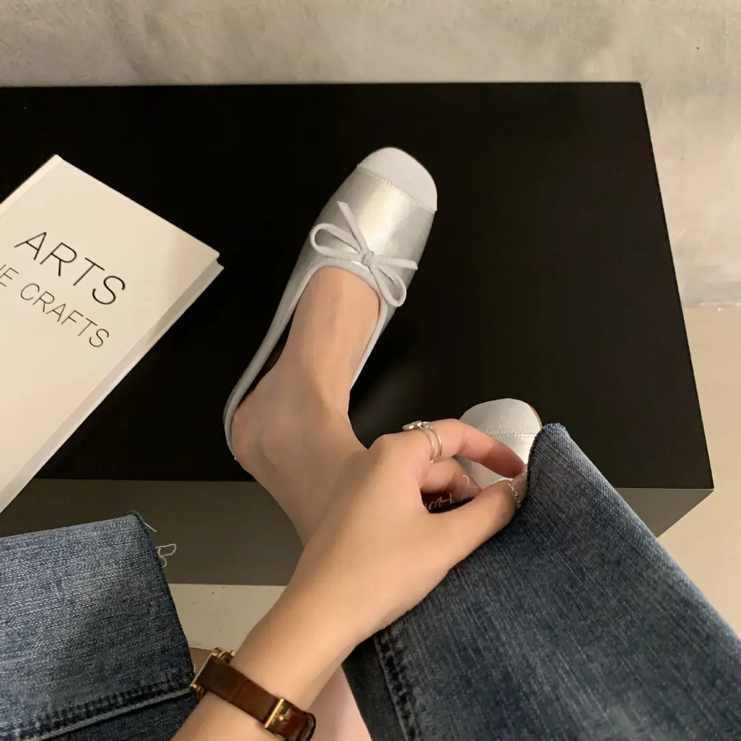 Closed toe half slippers women's 2023 new spring Chanel style gentle fairy Muller shoes Women's Flat lazy sandals — feature 8