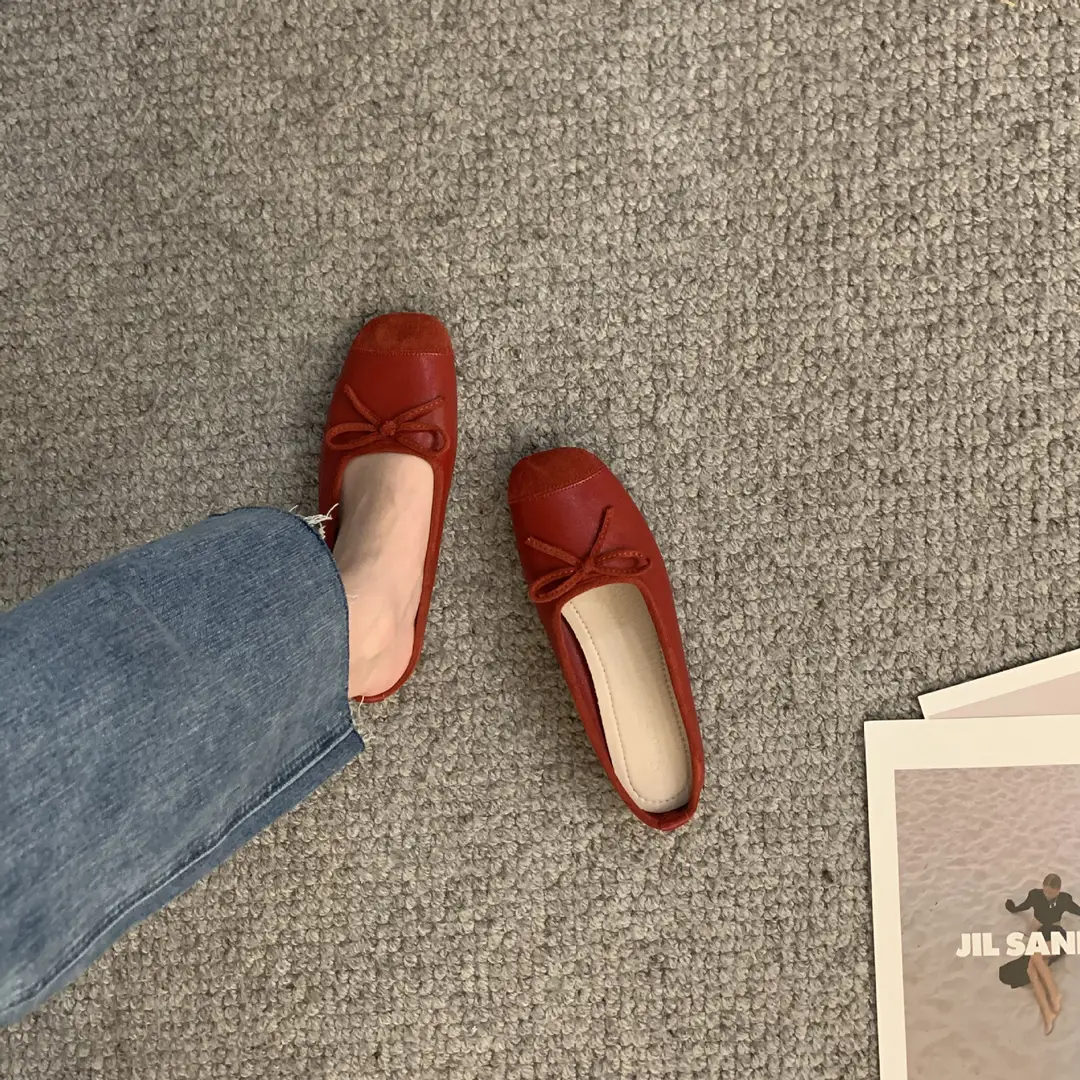 Closed toe half slippers women's 2023 new spring Chanel style gentle fairy Muller shoes Women's Flat lazy sandals — feature 9