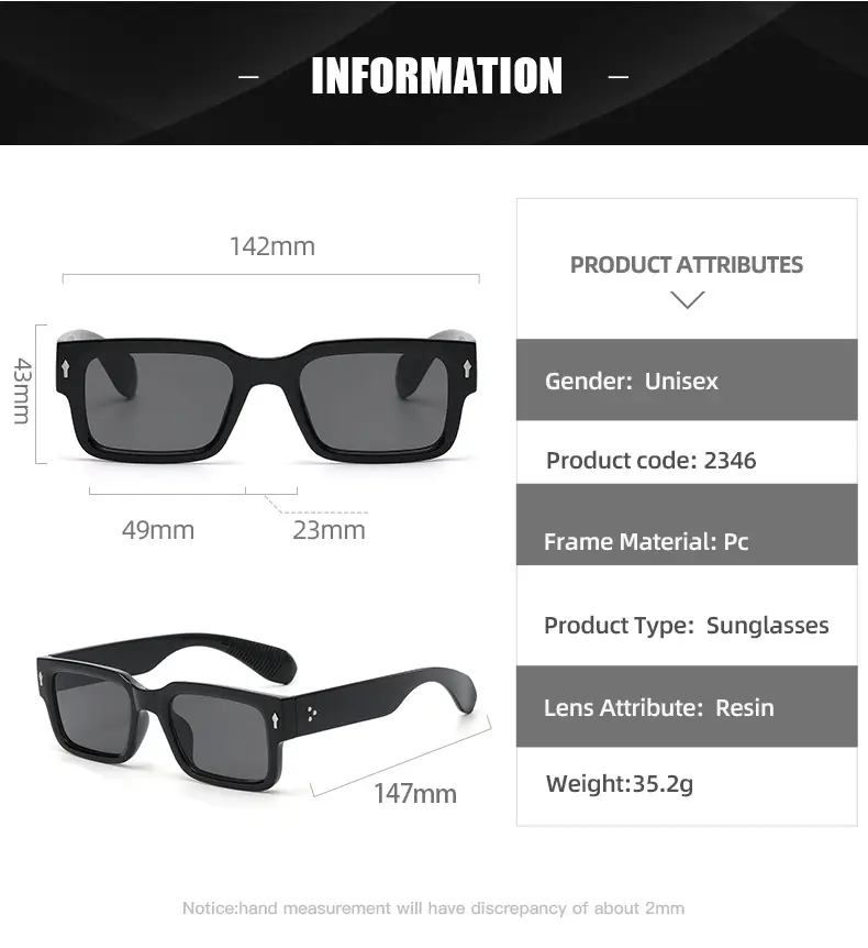 Black Square Sunglasses for Men Women Retro Cross-Border — feature 12