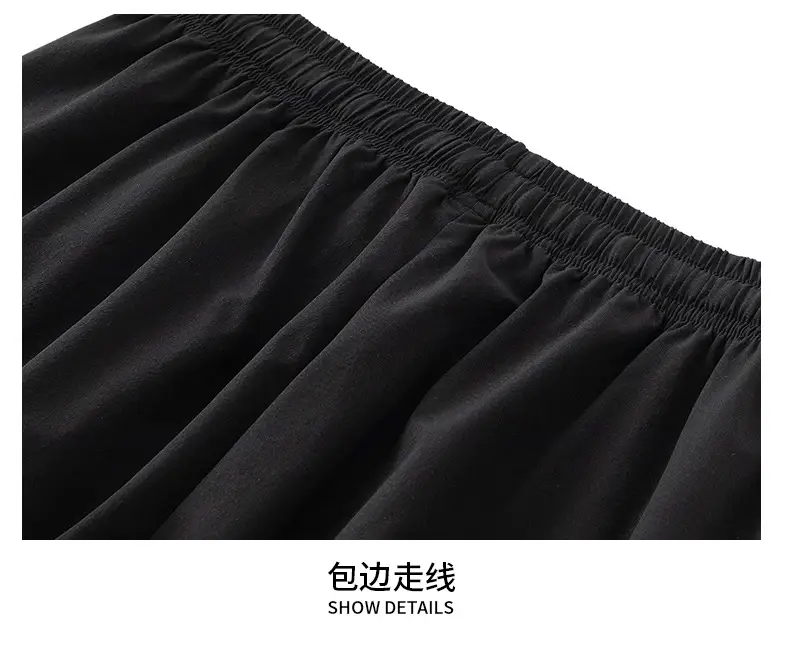 Men's Black Ice Silk Loose Leg Pants Summer Wear — feature 23