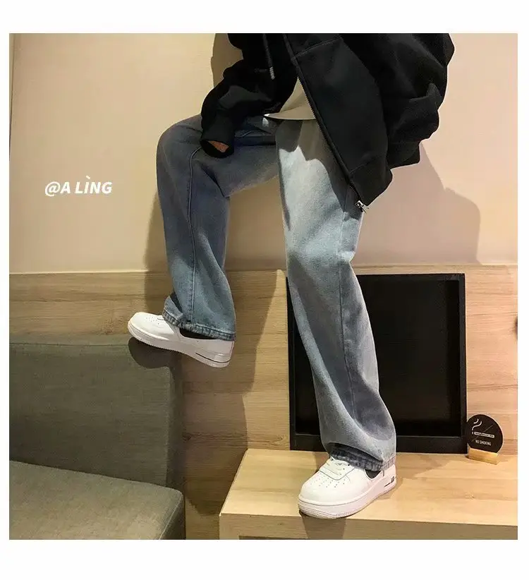 Men's Wide Leg Denim Pants Loose Straight Spring Summer — feature 15