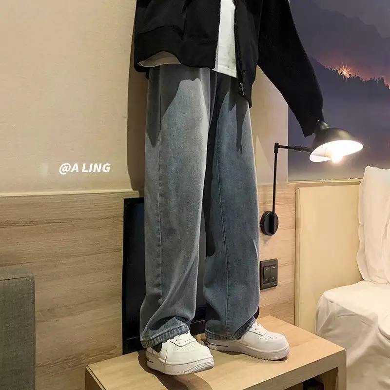 Men's Wide Leg Denim Pants Loose Straight Spring Summer - Image 2