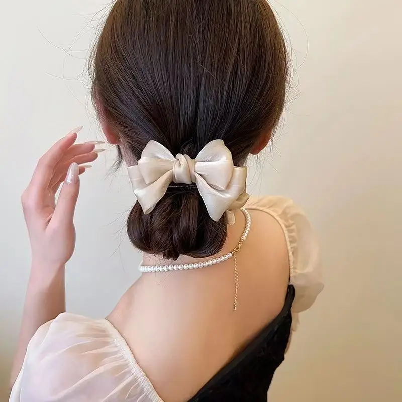Elegant Bow Hairpin for Women Black Beige — feature 22