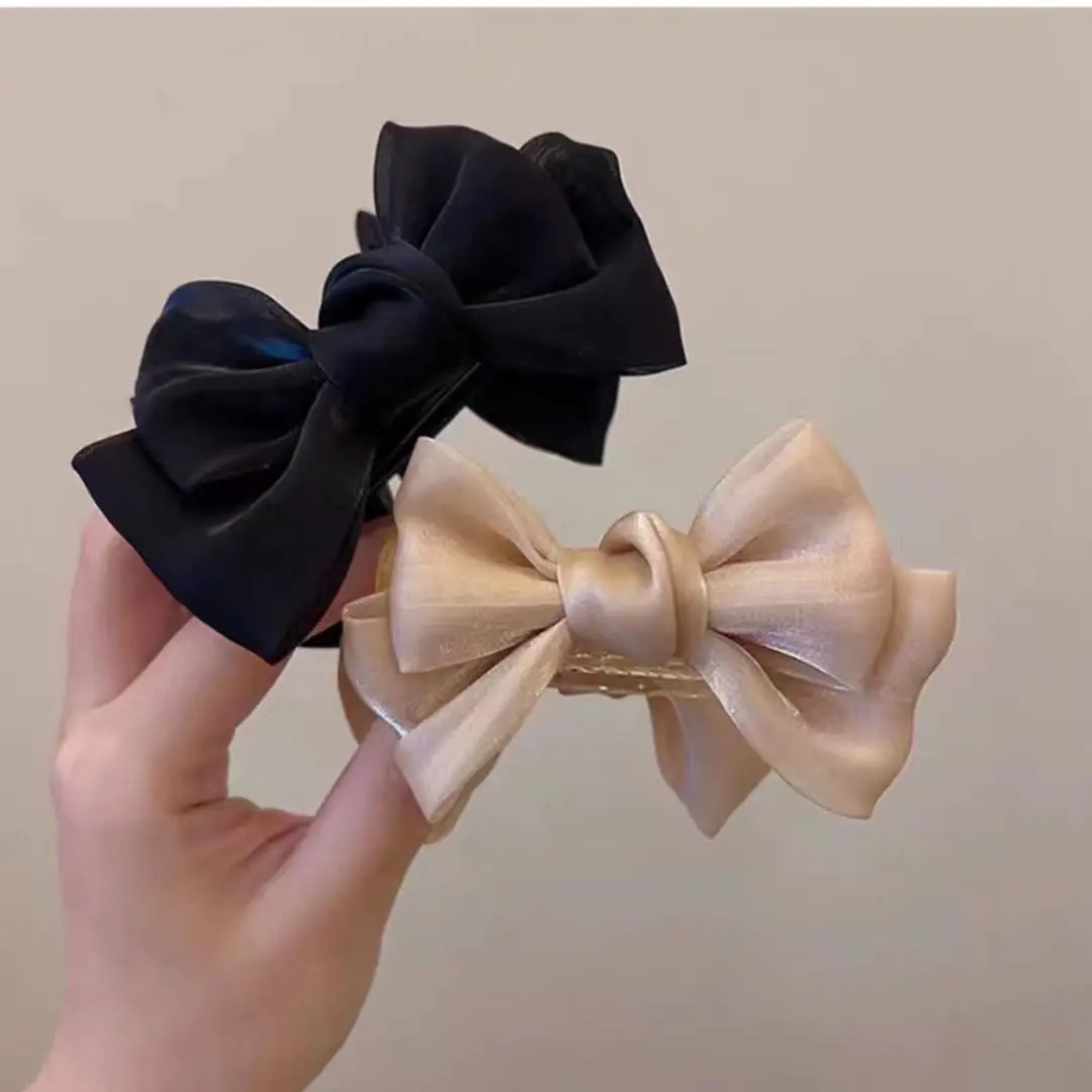 Elegant Bow Hairpin for Women Black Beige — feature 24